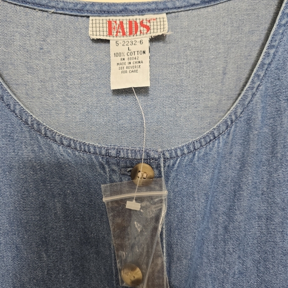 NWOT Vtg 90's Denim Maxi Dress Sz L Button Up Cotton Pockets Cottagecore Western - Picture 8 of 12